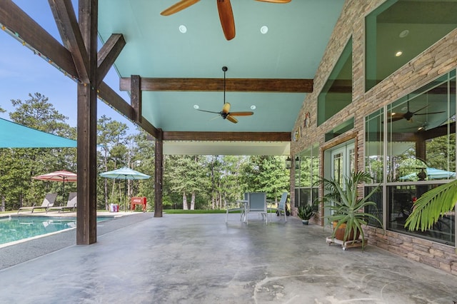 view of patio with ceiling fan