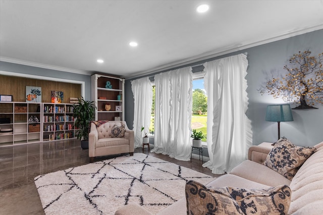 915 Evans Dr, Lufkin, TX 75904 - living area featuring crown molding and recessed lighting