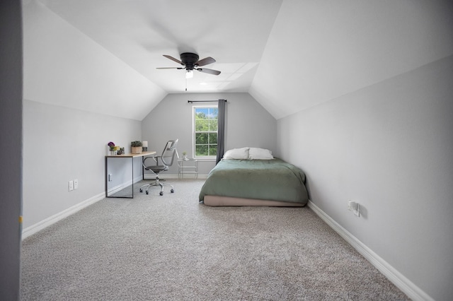 169 Shady Oaks Loop, Lufkin, TX 75904 - bedroom featuring vaulted ceiling, carpet flooring, ceiling fan, and an office area