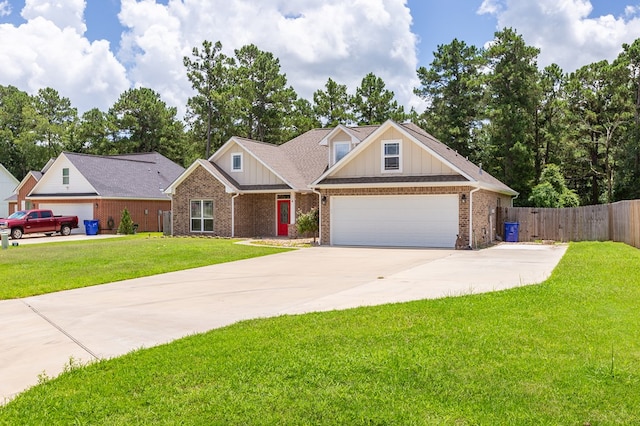 211 Rustic Pines Dr, Lufkin, TX 75904 - craftsman inspired home featuring concrete driveway, an attached garage, brick siding, and board and batten siding