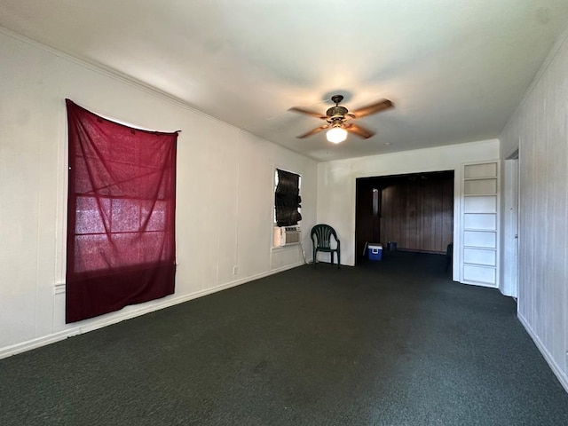 113 Butler St, Lufkin, TX 75904 - empty room with a ceiling fan, dark carpet, and cooling unit