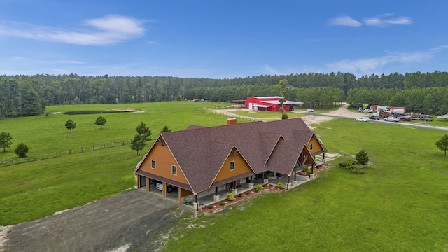 aerial view with a rural view