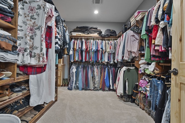 spacious closet with carpet flooring