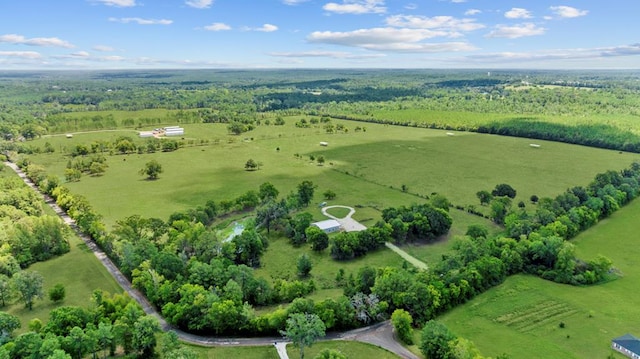 birds eye view of property with a rural view