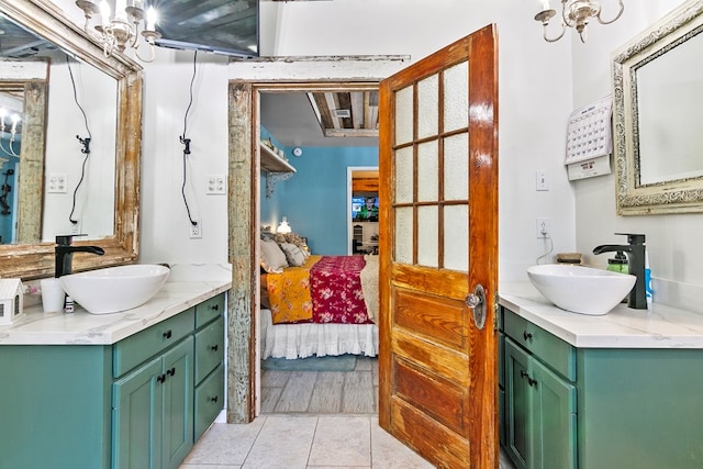 bathroom featuring vanity and tile patterned flooring