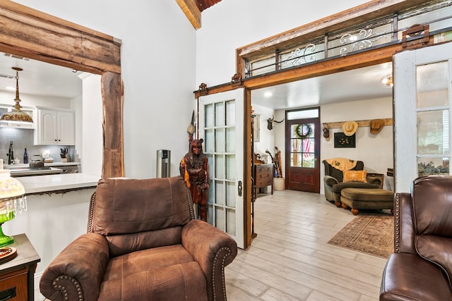 living area with light wood-type flooring