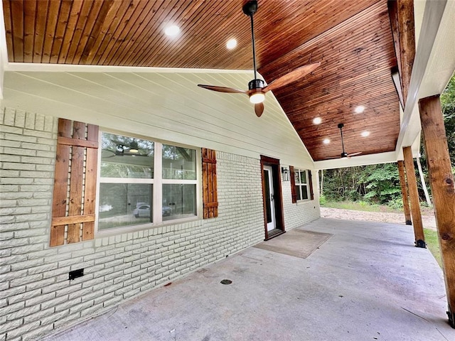 view of patio / terrace featuring ceiling fan