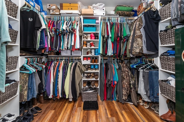 walk in closet featuring hardwood / wood-style floors