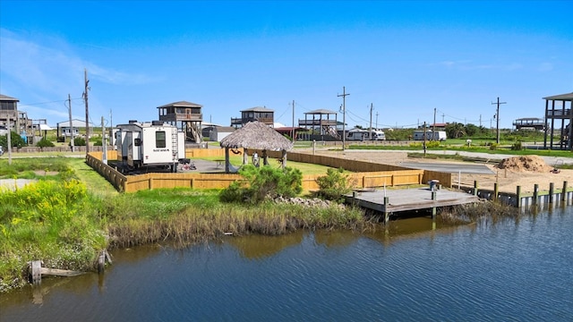 view of dock featuring a water view