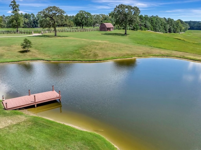 1811 Caspers Cv, Lufkin, TX 75904 - dock featuring a water view, a yard, view of wooded area, and view of golf course