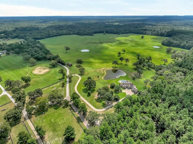 birds eye view of property featuring a rural view