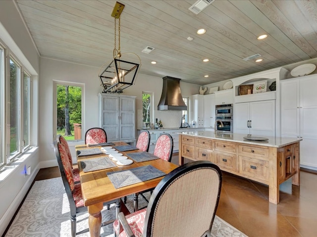 1811 Caspers Cv, Lufkin, TX 75904 - dining room featuring wood ceiling, recessed lighting, and a chandelier