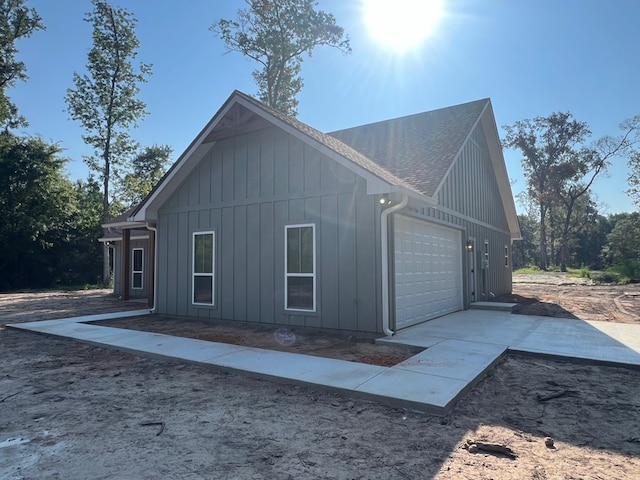 view of home's exterior with a garage