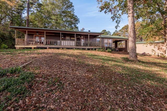 1500 New Haven Rd, Hemphill, TX 75948 - rear view of house featuring ceiling fan