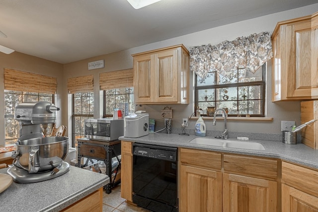 1500 New Haven Rd, Hemphill, TX 75948 - kitchen with light brown cabinetry, a wealth of natural light, sink, and black dishwasher