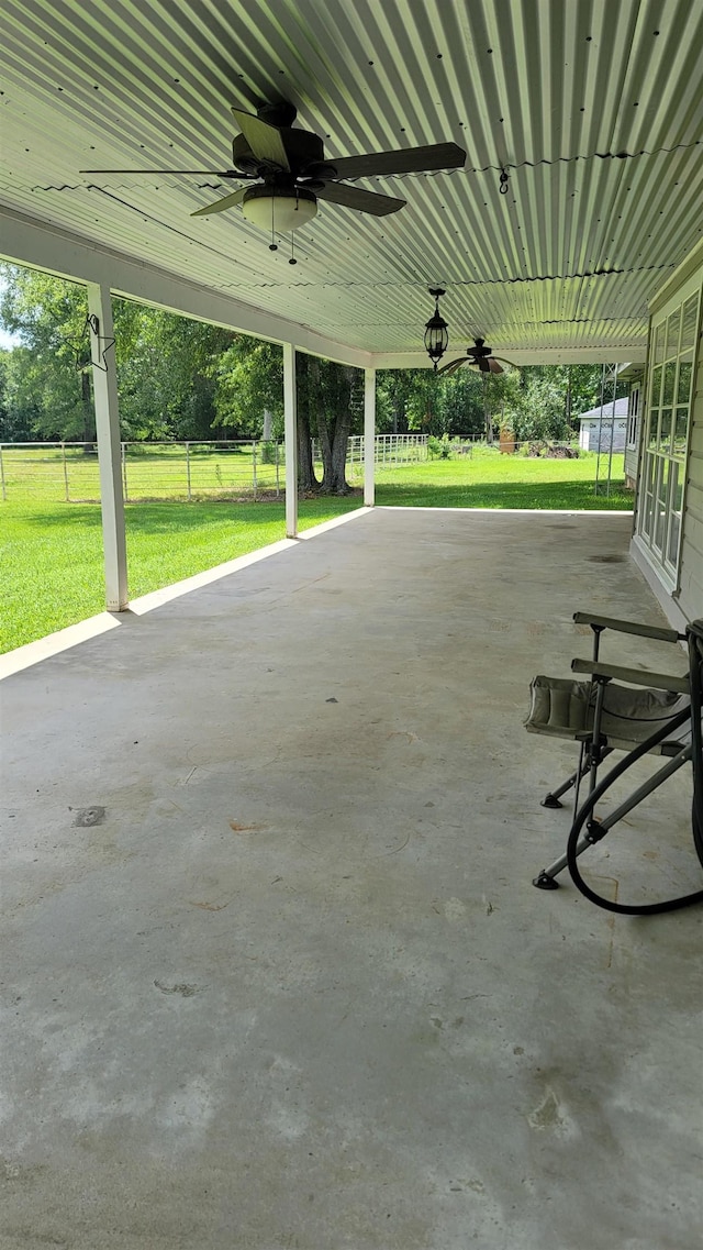 view of patio / terrace featuring ceiling fan