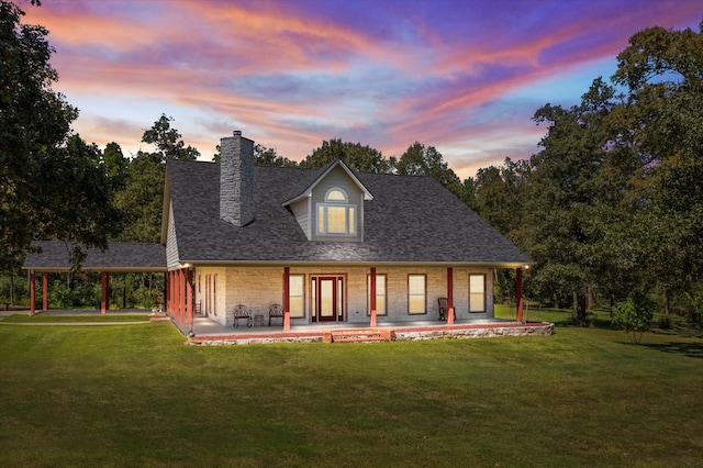 view of front of house featuring a lawn