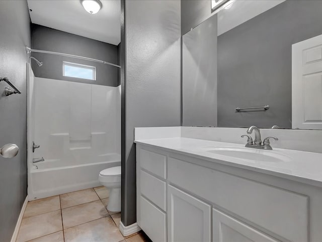 full bathroom featuring tile patterned flooring, vanity, shower / bath combination, and toilet