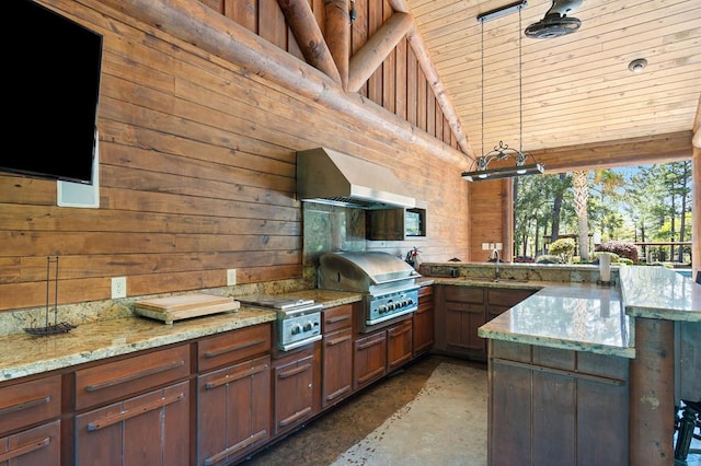 view of patio featuring sink, area for grilling, and a grill