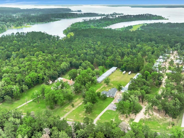 21441 Fm 705, Broaddus, TX 75929 - aerial overview of property's location with a nearby body of water and a heavily wooded area