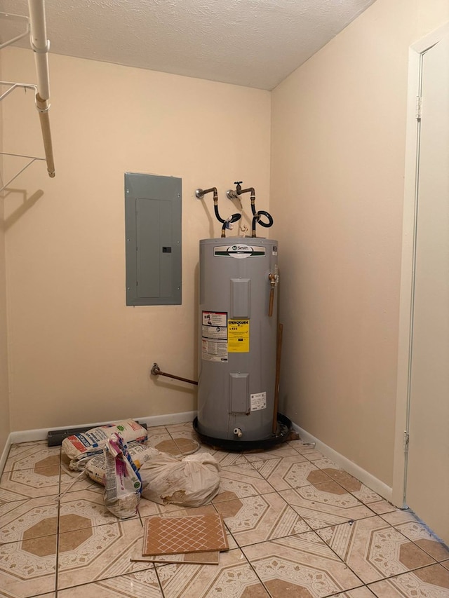 utility room featuring electric water heater and electric panel