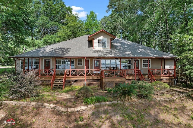 140 Eastwood Dr, Milam, TX 75959 - view of front of house featuring covered porch and a shingled roof