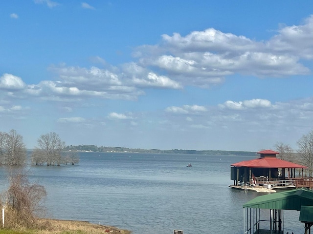 water view with a gazebo