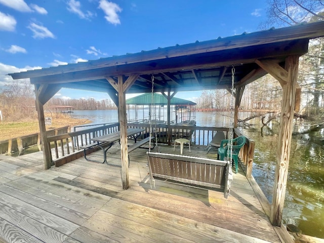 view of dock featuring a water view