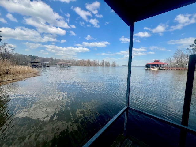 property view of water featuring a dock