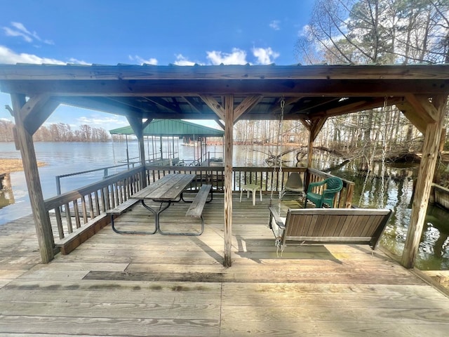 view of dock featuring a water view