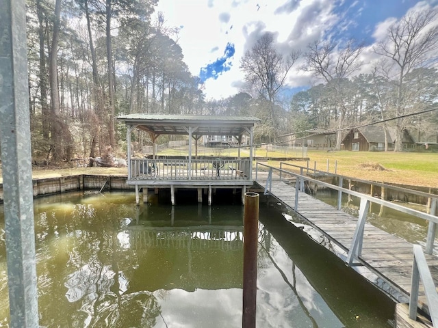 view of dock featuring a water view