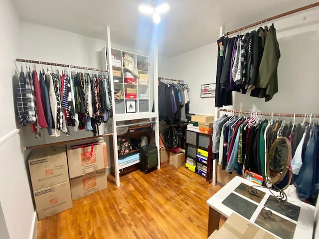 walk in closet featuring hardwood / wood-style floors