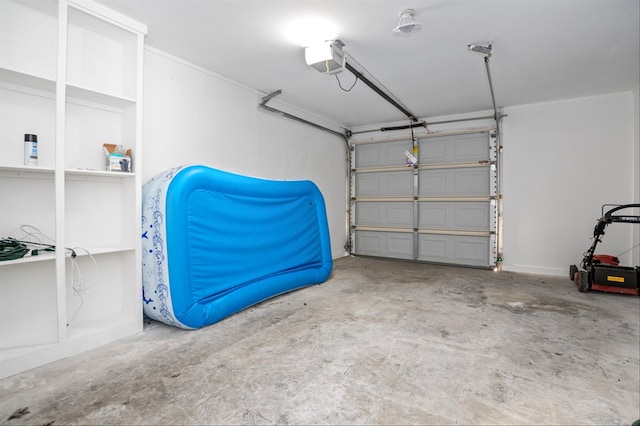 garage with a garage door opener