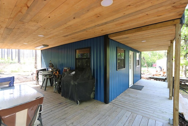 deck featuring grilling area