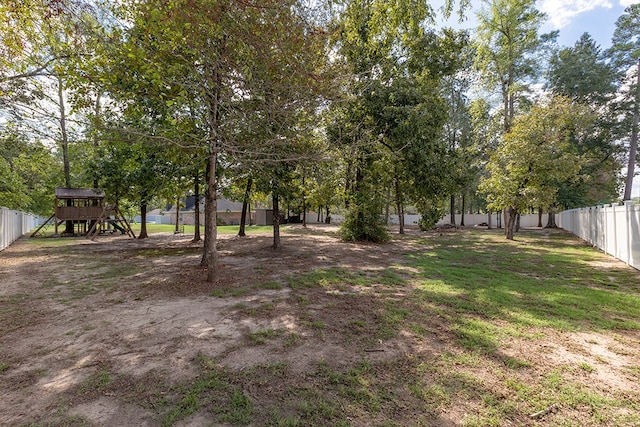 view of yard with a playground