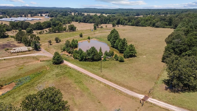 drone / aerial view with a rural view and a water view