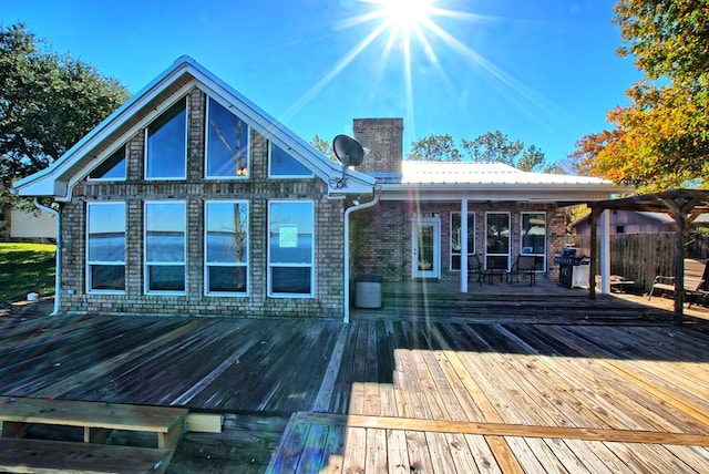 160 Somerset, Milam, TX 75959 - back of property featuring a wooden deck