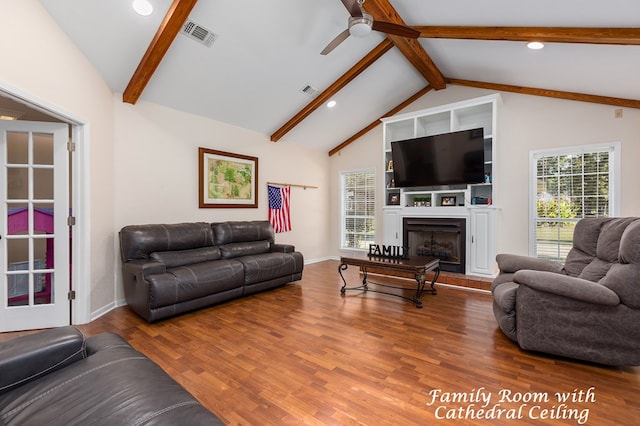 309 Hunters Creek Dr, Lufkin, TX 75901 - living room with ceiling fan, wood finished floors, a fireplace with raised hearth, and recessed lighting