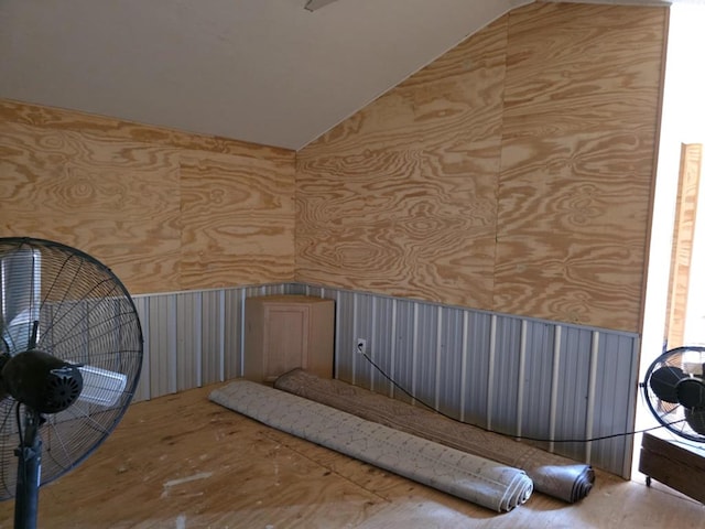 247 Fm 1645, Timpson, TX 75975 - misc room with wallpapered walls, vaulted ceiling, and a wainscoted wall