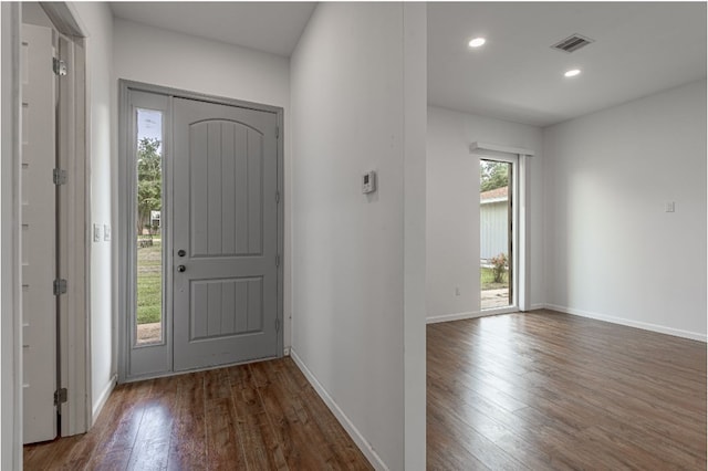 20 Coolcrest Dr, Point Blank, TX 77364 - foyer entrance with wood-type flooring and recessed lighting
