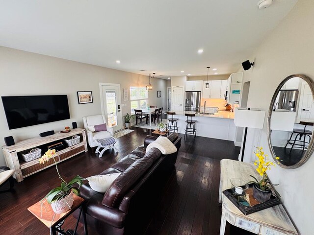 304 Lcr 485, Mexia, TX 76667 - living room featuring dark wood-type flooring and recessed lighting