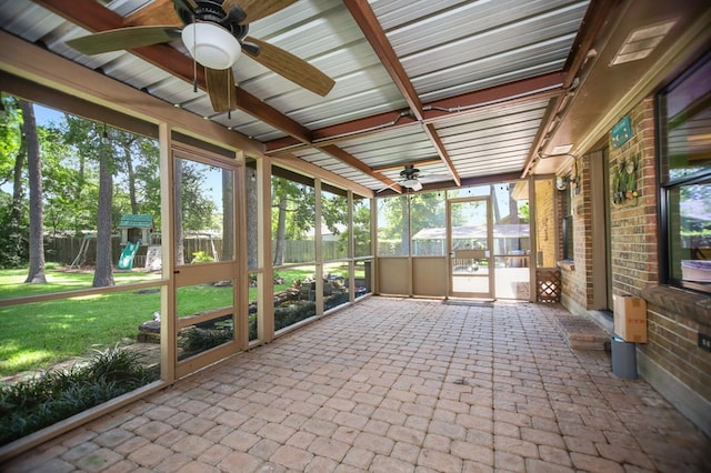 4 Pinemont Pl, Lufkin, TX 75904 - unfurnished sunroom featuring ceiling fan
