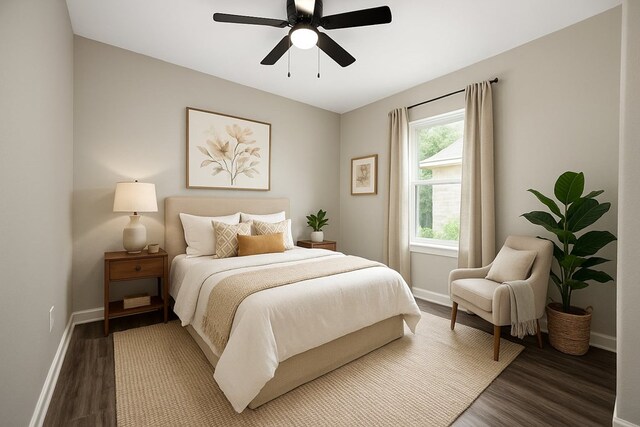 2510 Jimmie, Lufkin, TX 74904 - bedroom with baseboards, wood finished floors, and ceiling fan