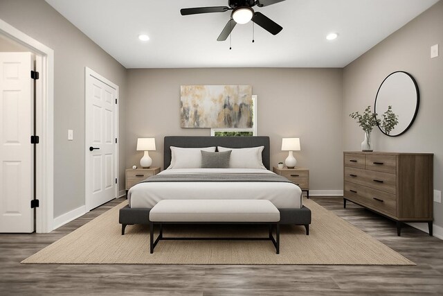 2510 Jimmie, Lufkin, TX 74904 - bedroom featuring wood finished floors, recessed lighting, baseboards, and ceiling fan