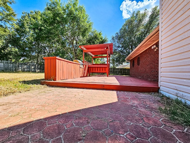 view of patio featuring a wooden deck