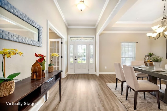 113 Westfield Loop, Lufkin, TX 75904 - entryway with a chandelier, wood finished floors, and crown molding