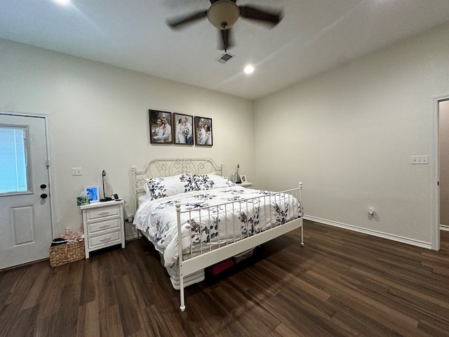 4815 Fm 2827, Warren, TX 77664 - bedroom featuring wood finished floors, baseboards, a ceiling fan, and recessed lighting