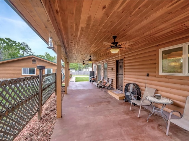 view of patio / terrace with ceiling fan