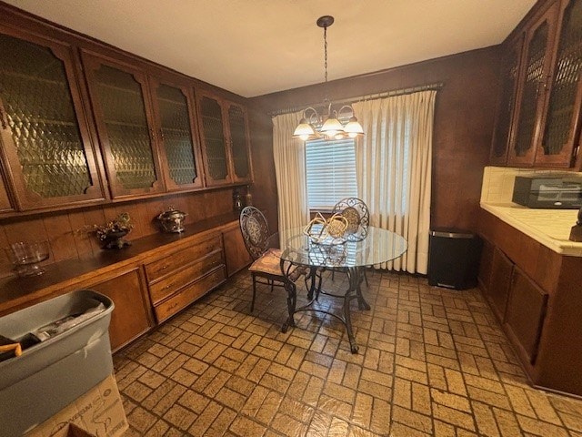 dining room featuring a notable chandelier