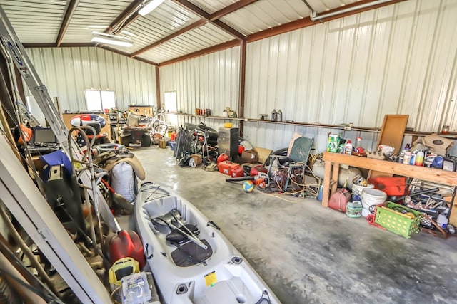 garage featuring metal wall